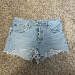 501 Levi High Rise Denim Shorts